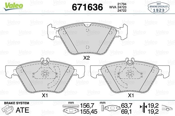 VALEO 671636 Ön Fren Balata - VALEO - Stok Kodu: 671636 - PARÇA HATTI
