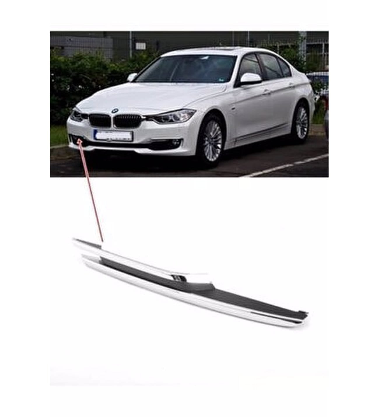 BMW 3 Serisi F30 2012-2018 Tampon Izgarası Ön Sağ; Kapalı, Krom Çitalı Wender 51117255366S1 - Parça Hattı - Stok Kodu: F30-BN51117255366S1 - PARÇA HATTI