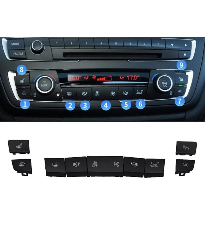 BMW 1 Serisi F20 2012-2018 Klima Tuş Takımı Set:9ad Wender 64119287341