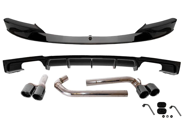 BMW 3 Serisi F30 2012-2018 Lip-Difüzör Seti Ön + Arka; 2 Çıkış + Çiftli Egzoz Boruları -///MSport Wender 51192291364